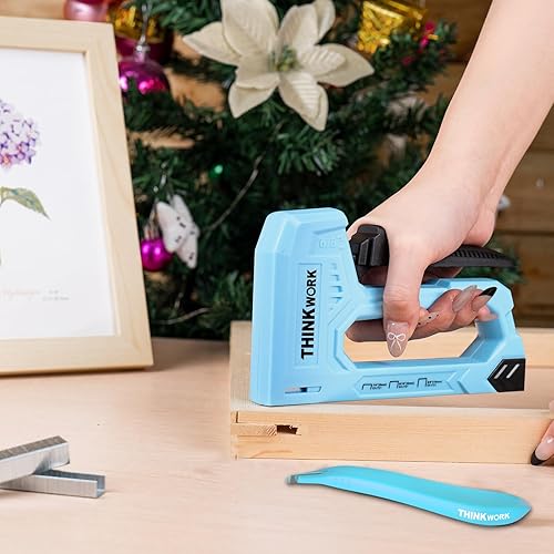 Miniatura 32 de Juego de 27 pistolas de grapas rosadas, uso doméstico, 3 en 1 con 900 grapas, pistola grapadora para madera resistente, tela, manualidades