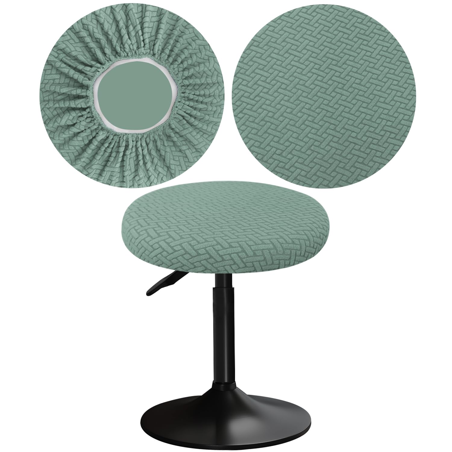 YINGAYOU Stool Covers Round 12-16"/30-40cm with Jacquard Bar Stool Seat Covers Round, Elastic Soft and Comfortable are Rich Color (1, Green)