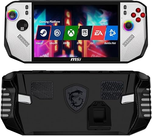Funda para MSI Claw 8 AI+ Polar Tempest Edition, TPU Soft Grip Funda protectora con soporte para MSI Claw 8 AI+ Polar Tempest A2VM PC portátil Negro