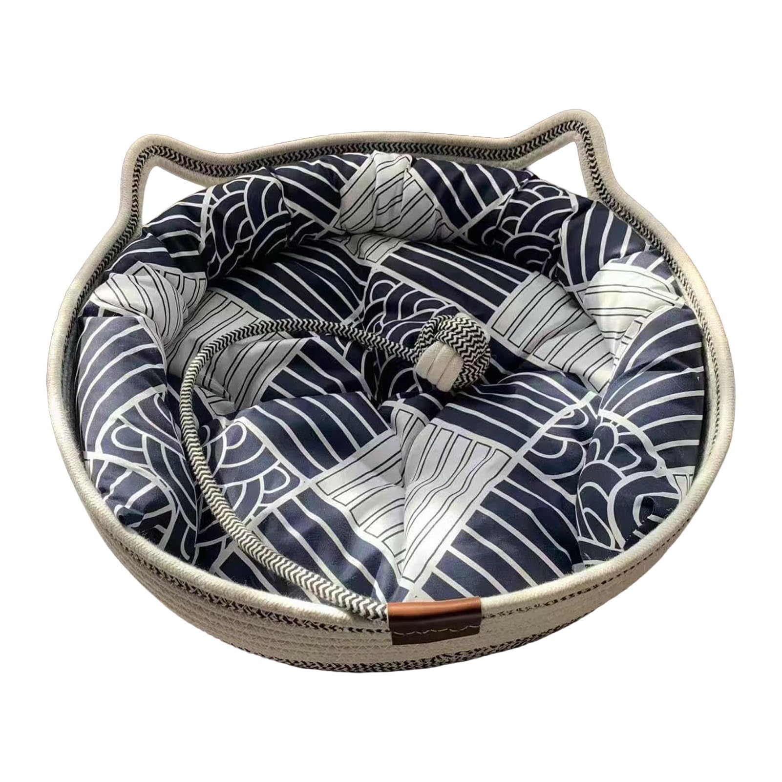 Lit pour chats de taille moyenne et grande en corde tressée avec oreilles
