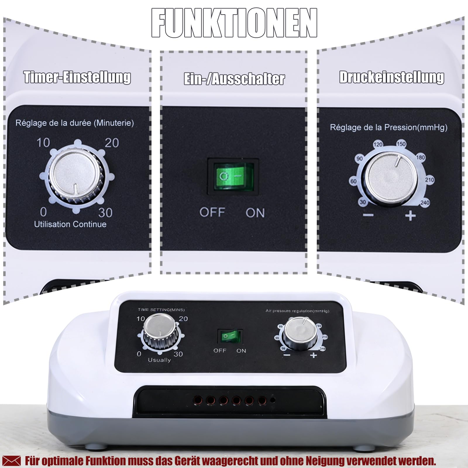 Lymphdrainage Gerät | Lymphdrainage Gerät Beine Bei Lipödem Massagegerät | 6 Luftkammern Lympfdrainage Für Bein Und Bauch Arme | Lymphatic Drainage Massager (Grau, 2 Beine + 1 Bauch | L)