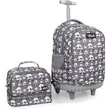 Tilami Rolling Backpack for Kids 18 Inch Wheeled Bookbag for Boys & Girls for School & Travel,Panda