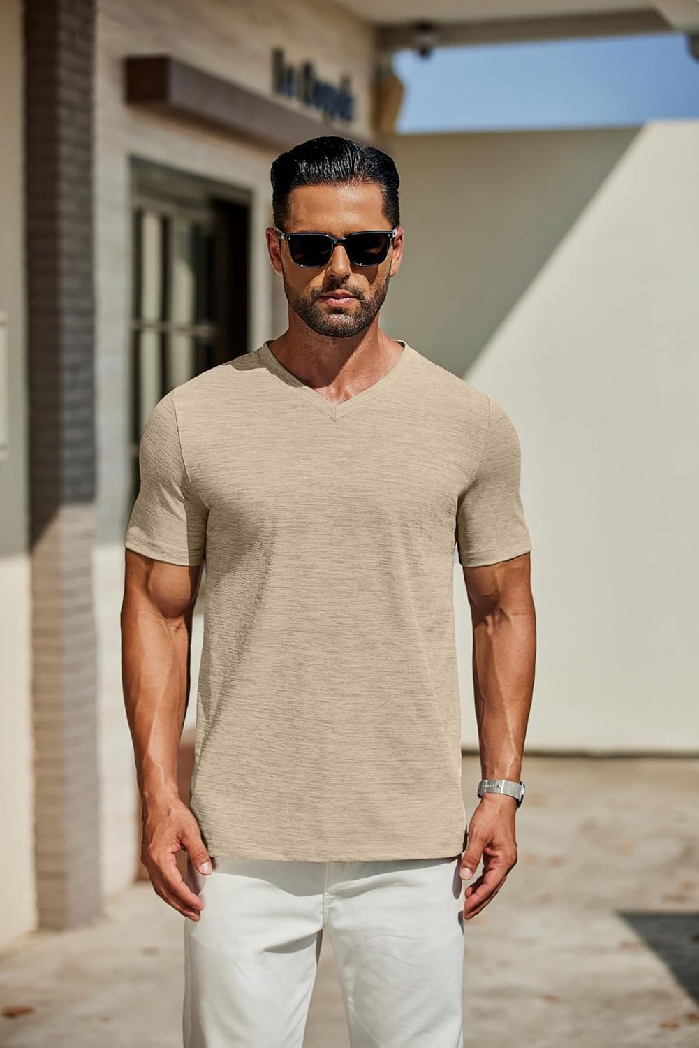 COOFANDY Men's T Shirts Short Sleeve Classic V Neck T-Shirt Casual Summer Basic Tee Shirt - Image 2