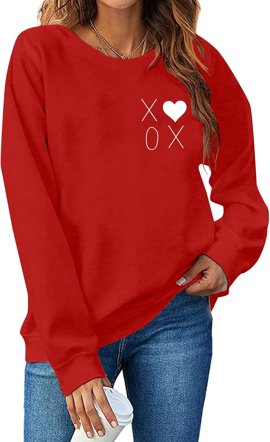 SFHFY Valentines Sweatshirt Women Cute Love Heart Sweater Valentine Pullover Shirt Casual Heart Long Sleeve Tops
