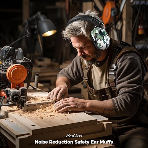 Miniatura 8 de ProCase - Orejeras de seguridad con protección auditiva NRR de 28 dB para campos de tiro, podado de césped, construcción, carpintería, adultosniños