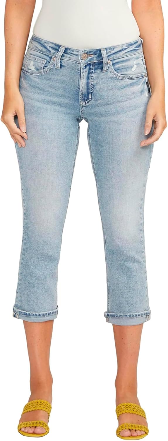 Silver Jeans Co. Women's Britt Low Rise Curvy Fit Capri Jeans