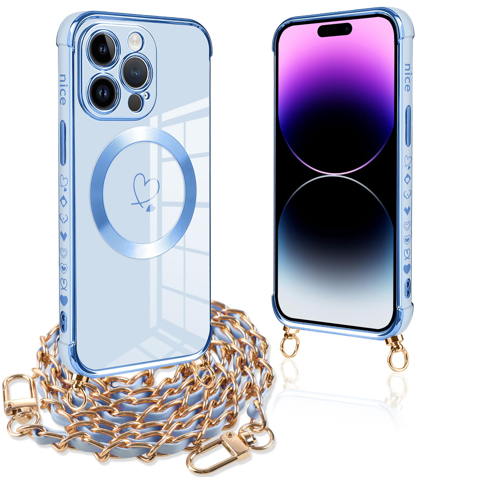 Handyhülle Mit Band Für IPhone 17 Pro Max - MagSafe Silikon Hülle Mit Herz Muster