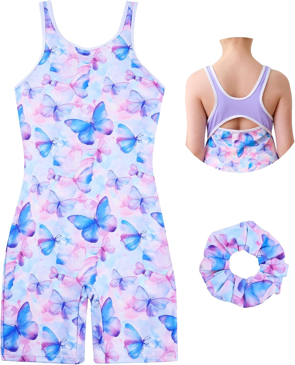 beautyin Gymnastics Leotards for Girls Dance Unitard Biketards with Shorts Racerback Tumbling Outfits