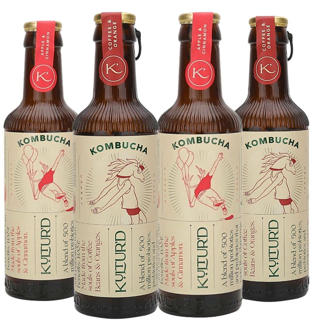 KULTURD Kombucha - Apple-Cinnamon, Coffee-Orange | Gluten Free and No Artificial Flavours or Preservatives Added | (Pack of 4, 220 ml Each) (B0BGQ4SYH5) Amazon Price History, Amazon Price Tracker