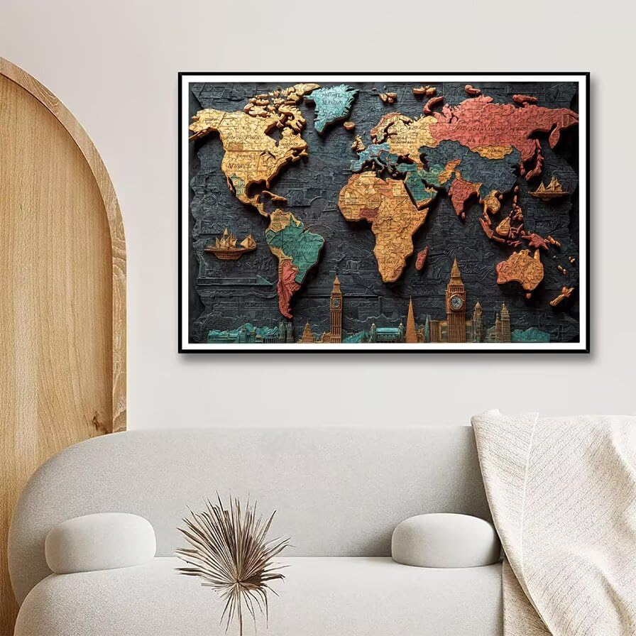 Puzzle 5000 elementów dla dorosłych, puzzle 5000 sztuk mapy świata dla dorosłych, duże drewniane puzzle z pudełkiem, gra koncentracyjna dla całej rodziny, do dekoracji domu, prezent dla kobiet, -7445