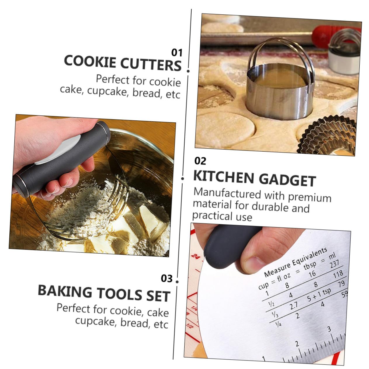 Ausstechformen Satz aus Edelstahl mit Maßskala zum Backen | Silber, Präzises Schneiden von Teig und Gemüse, zum Schaben von Blechen bei Backarbeiten