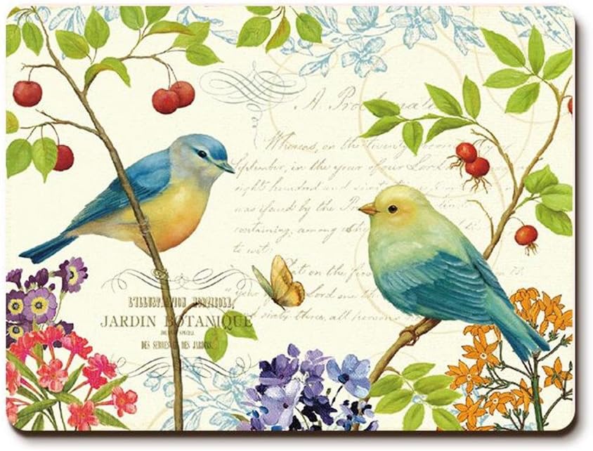 Rural Restaurant Favors Decor Cork Coaster Lovely Cute Bird Placemat Dining Table Mats 2PCS - 40 x 30 cm (15.7 X 11.8 Inch)
