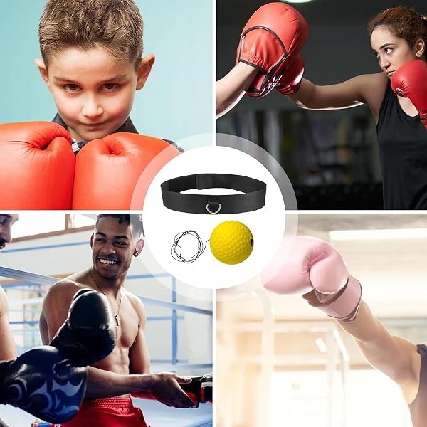 Balle d'entraînement réflexe – Balle de réaction de boxe avec bandeau, outil d'amélioration de la coordination œil-main, équipement d'entraînement de boxe débutants, balles d'entraînement portables - 3