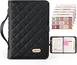 Adjustable Bible Cover with 75 Bible Tabs - Bible Cover Case for Women,Waterproof, Washable Quilted Bible Case,Reusable Christian Gifts for Women (Black, M)