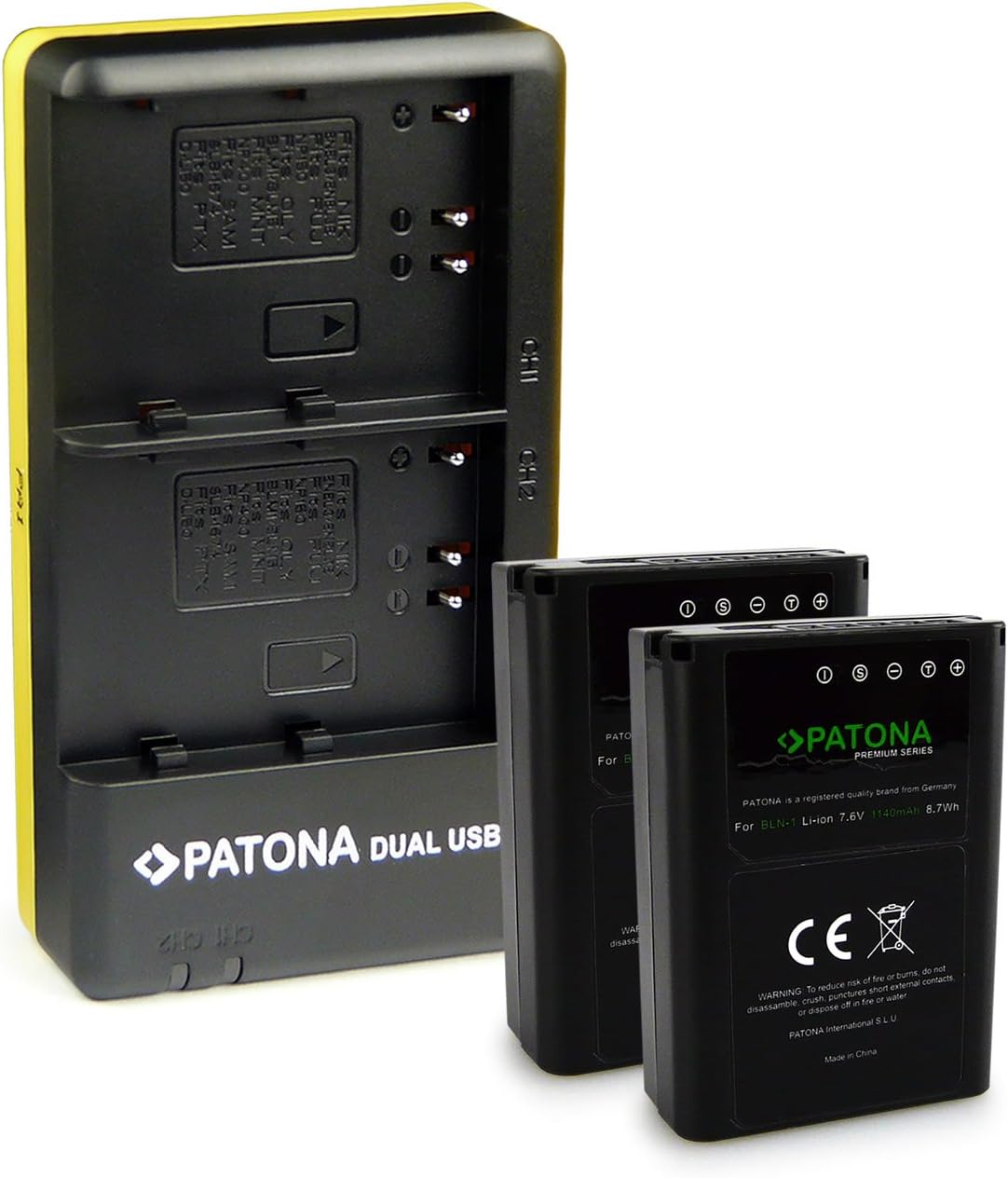 Patona - Dual Charger for Olympus PS-BLN1 OMD EM5 Mark II Stylus XZ-2 Pen E-P5 E-M1 E-P5 Battery with Micro USB Cable