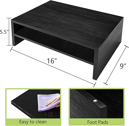 Miniatura 7 de Simple Trending Soporte elevador para monitor de 2 niveles, soporte organizador de escritorio de madera con almohadilla de silicona para laptop,