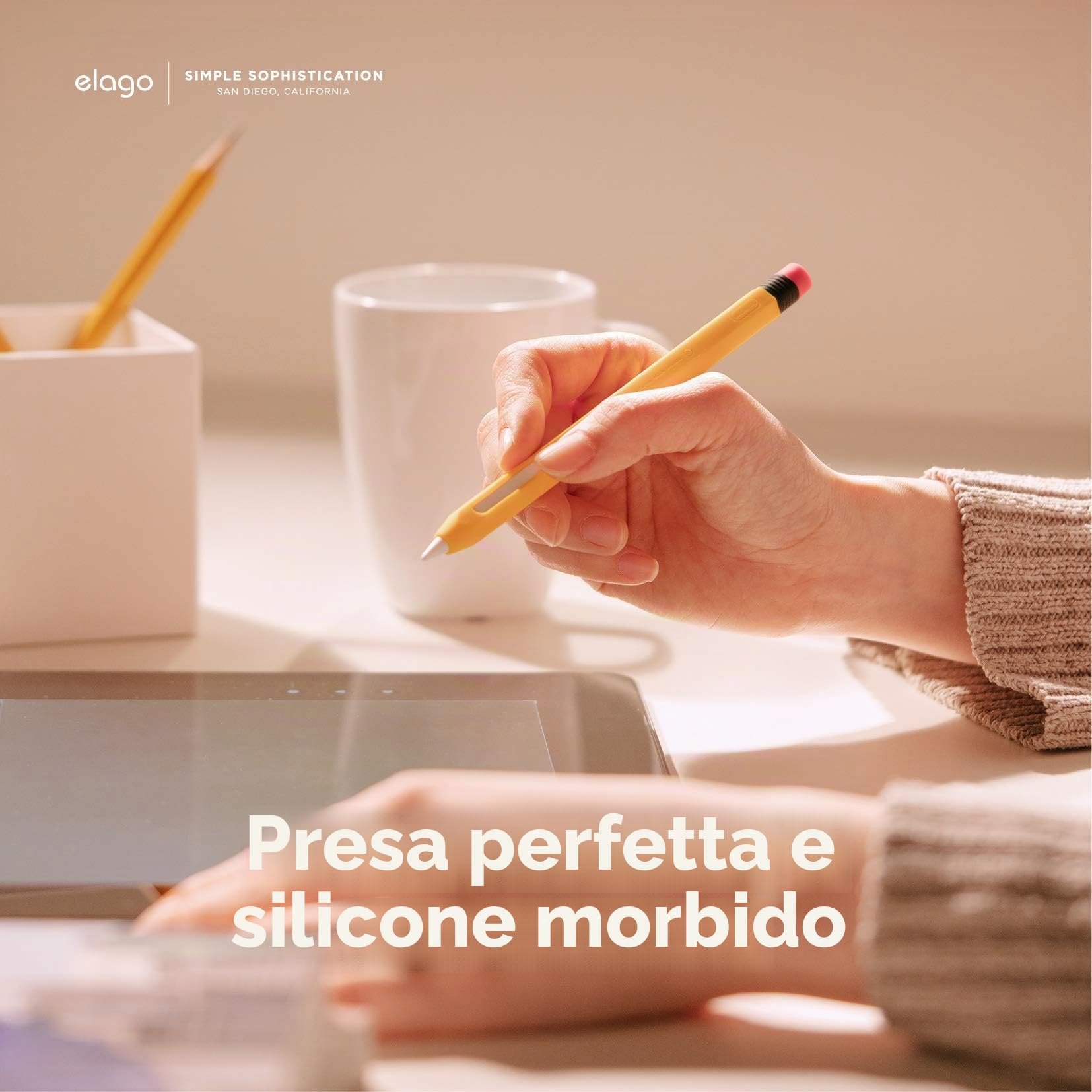 elago Custodia Classica in Silicone Compatibile con Apple Pencil Pro e 2ª generazione - Ricarica Magnetica e Doppia Pressione