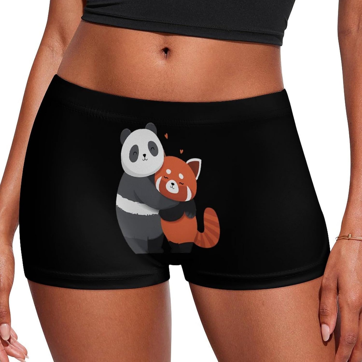 Panda And Red Panda Cute Hug Fashion Women's Boxer Briefs Breathable Underpants Trunks Stretch Underwear