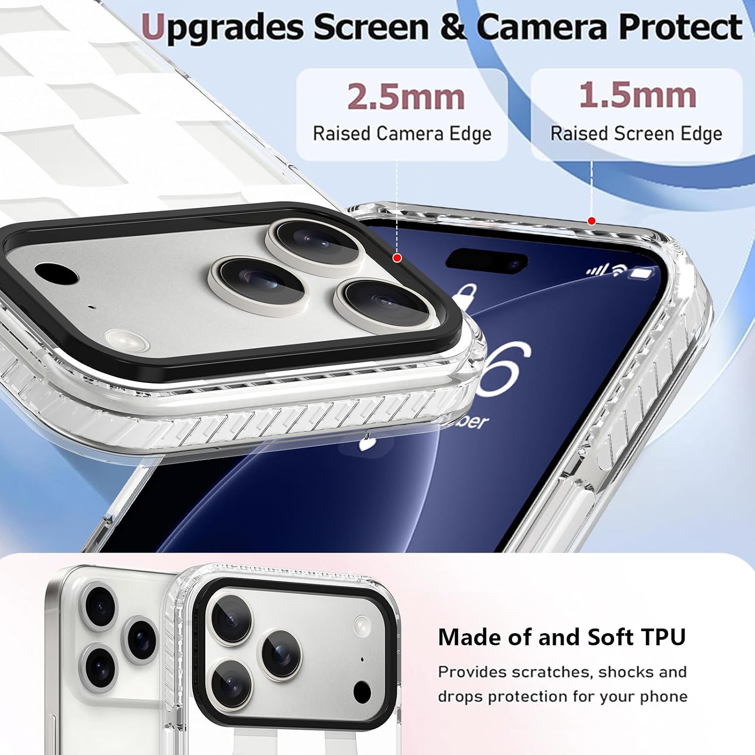 OOK Magnetic Clear Case for iPhone 18 Pro Max, White Checkerboard image 2