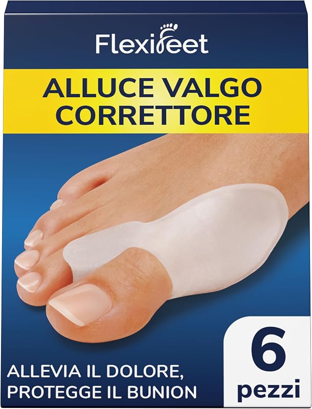 FLEXIFEET Tutore Alluce Valgo Correttore 6 Pz - Divaricatore Separatore Correttivo Donna e Uomo - Distanziatore Silicone 0% BPA - Taglia Unica, Ortopedico