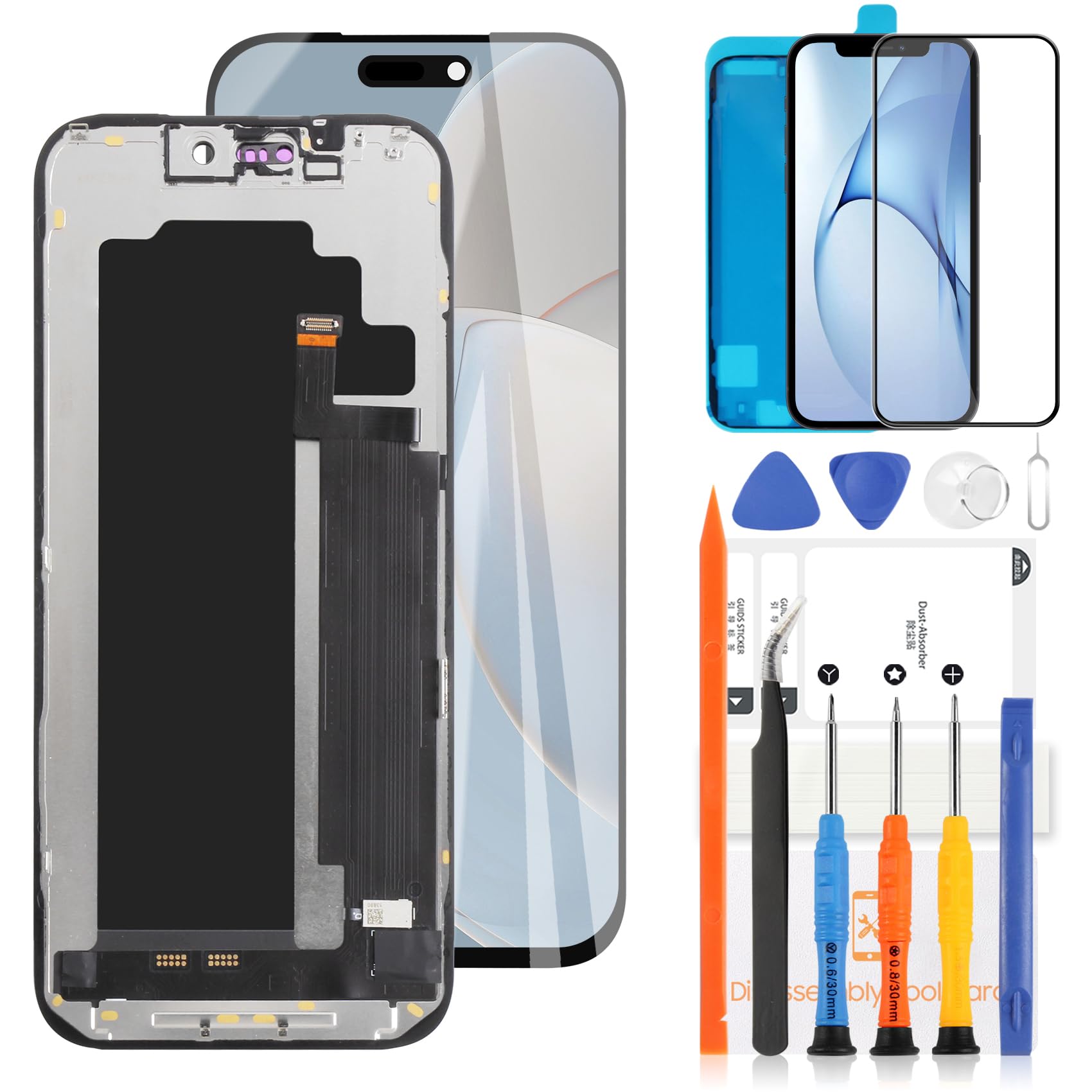 LADYSON Incell - Pantalla LCD para iPhone 17 Pro Max de 6.9 pulgadas, pantalla táctil 3D, digitalizador, montaje A3526, A3257, A3527, A3525 (negro sin marco)