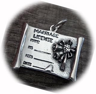 New Sterling Silver 3D 20x23mm 5-6g Wedding Marriage License Charm CII4603SEE