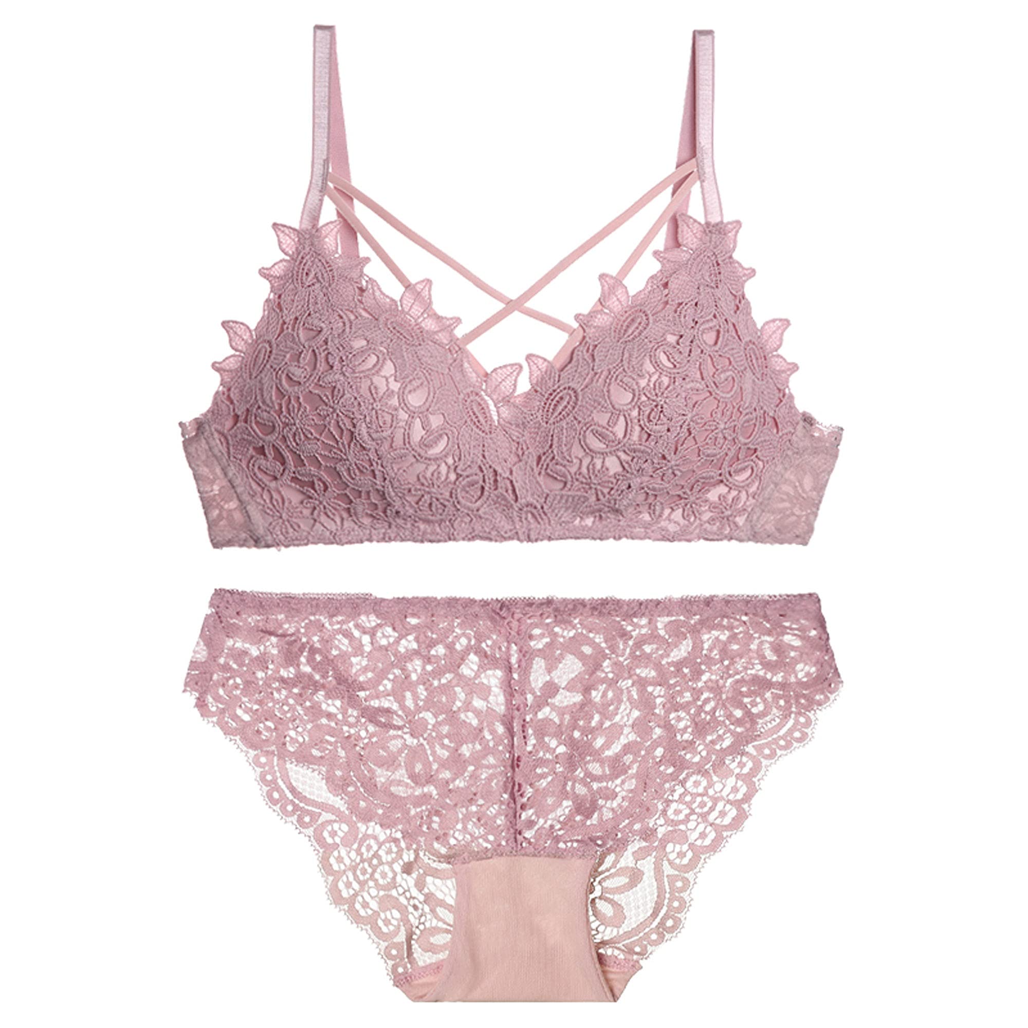 Ensemble de lingerie sexy rose WENJUN soutien-gorge push up 75B culotte dentelle