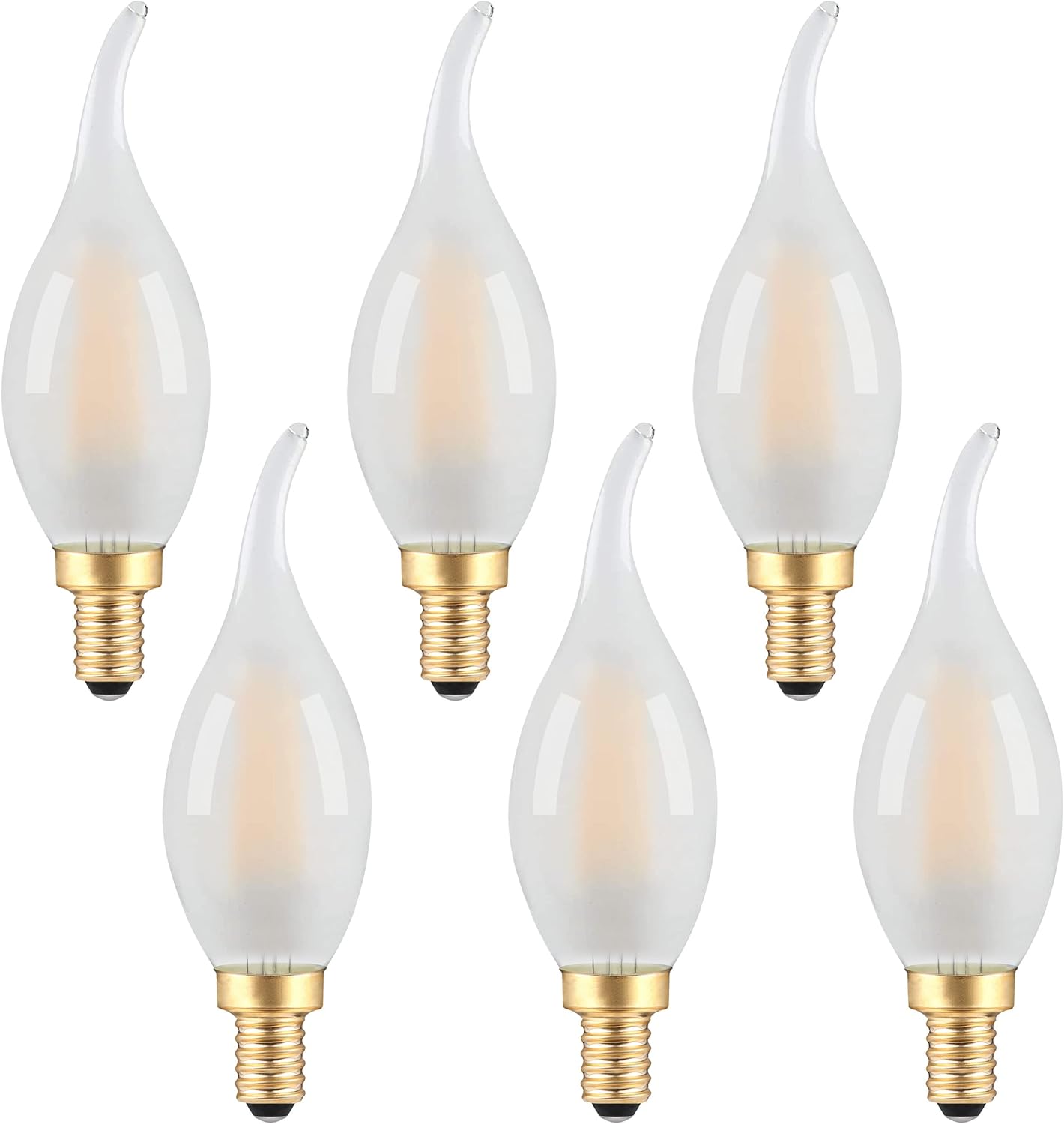 Frosted E12 Candelabra LED Bulbs- Dimmable E12 Light Bulb 40 Watt Equivalent- 4W Antique CA10 Flame Tip Chandelier Bulb, 2700K Soft Warm Candle Bulbs for Wall Sconce, Pendant, Ceiling Fan- 3 Count