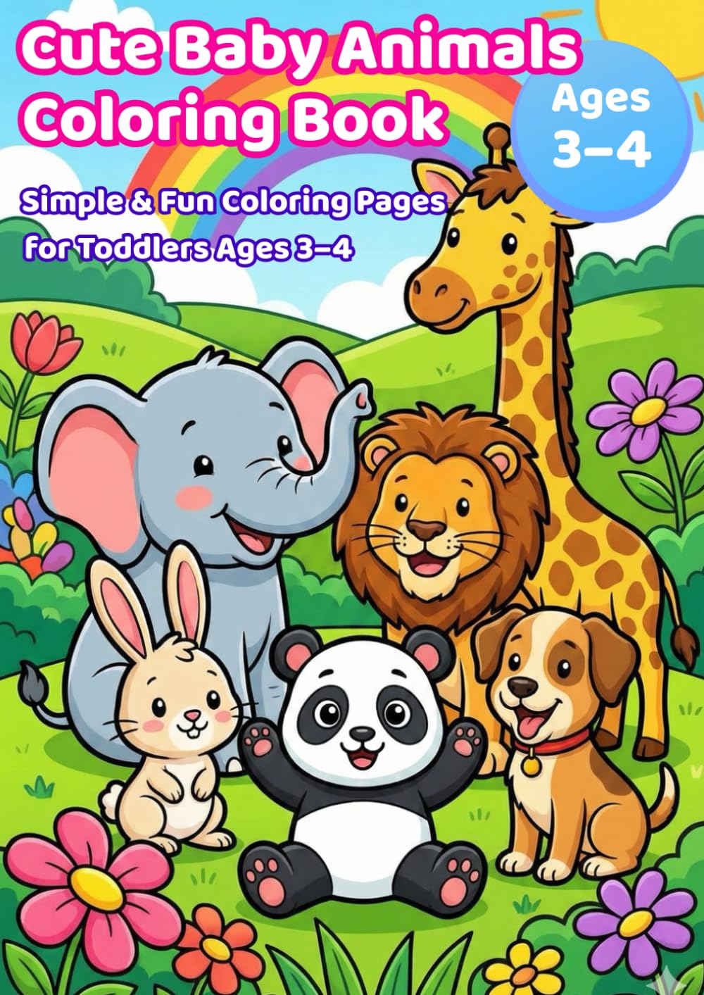 Cute Baby Animals Coloring Book: Simple & Fun Coloring Pages for Toddlers Ages 3–4