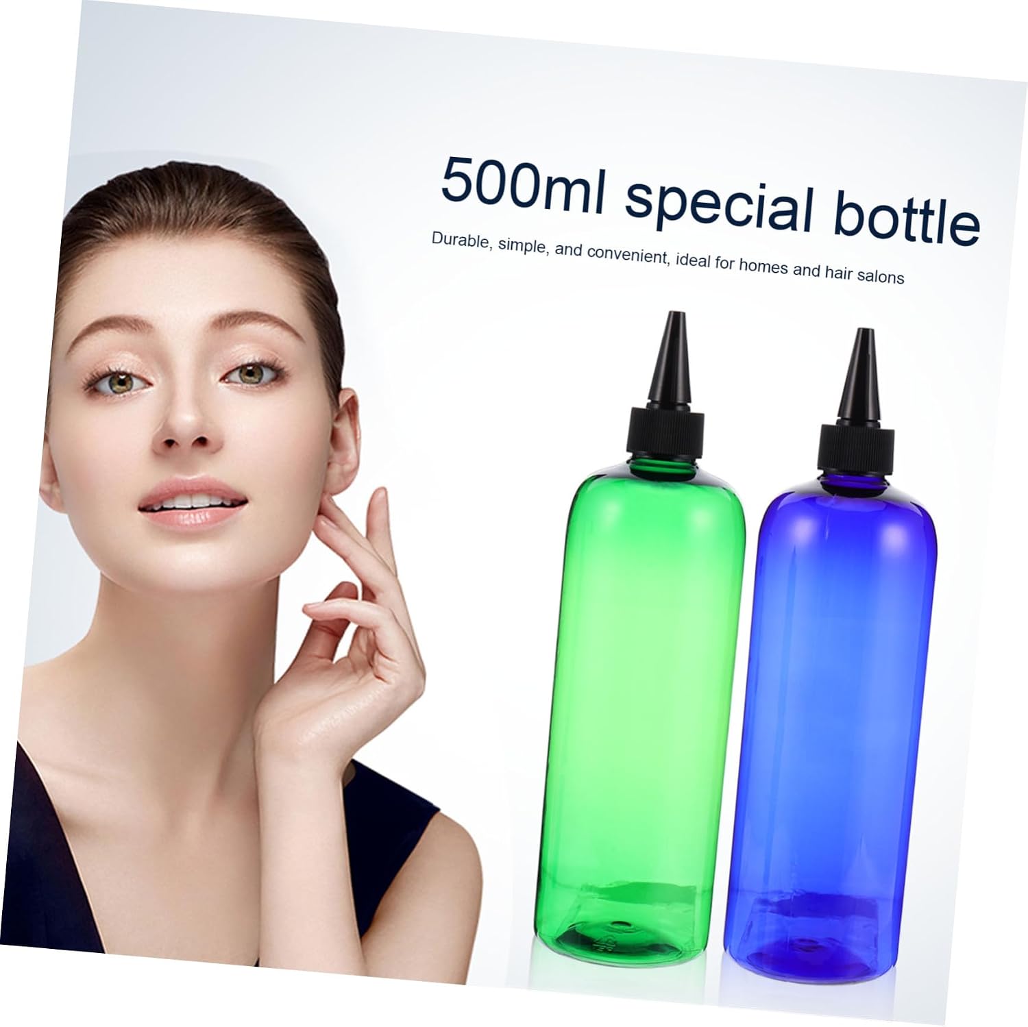 INOOMP 6pcs 500ml Refillable Plastic Hair Color Applicator Bottles