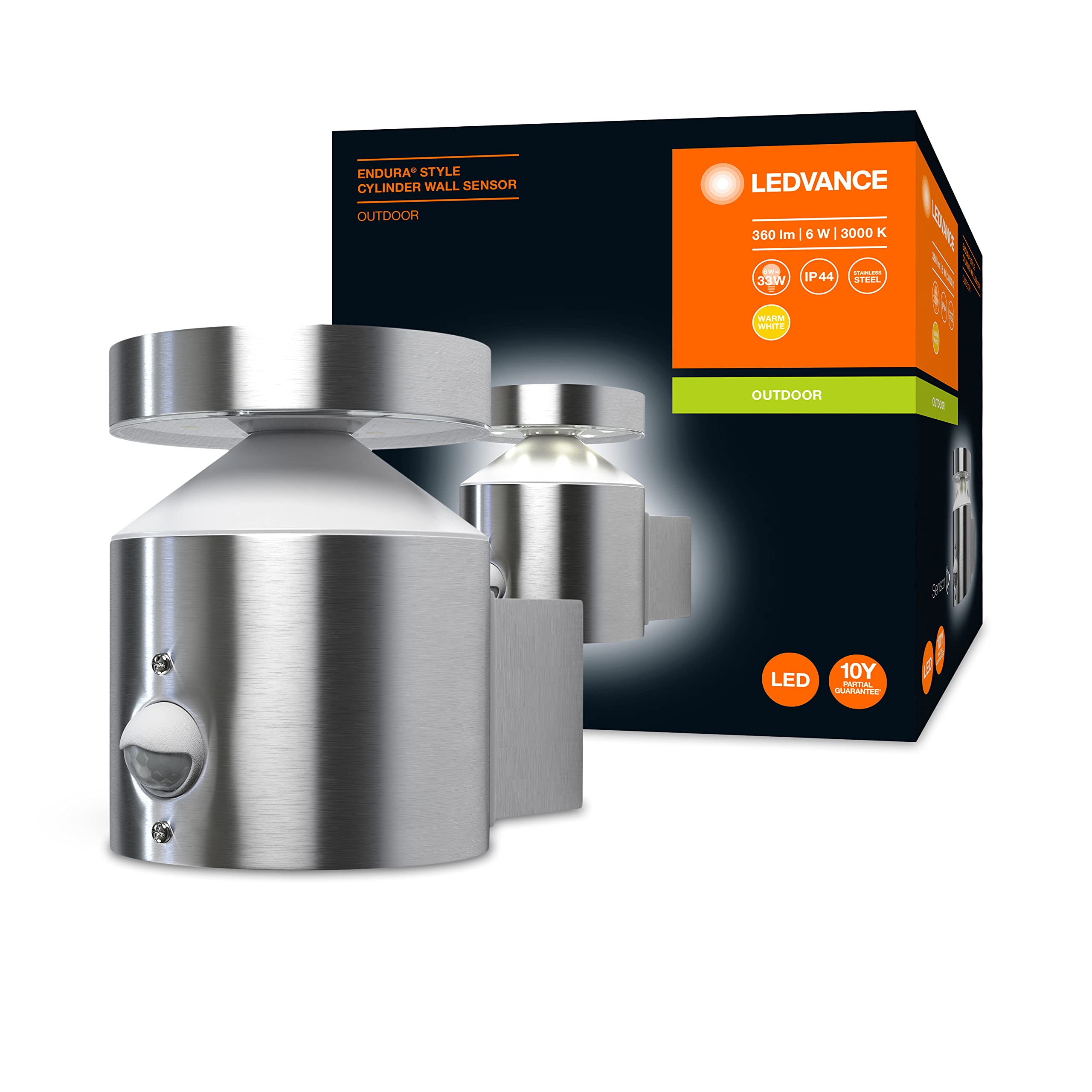 Ledvance LED Wand- Und Deckenleuchte, Leuchte Für AuÃŸenanwendungen, Intergrierter Bewegungssensor, Tag-Nacht-Sensor, WarmweiÃŸ, 150,0 Mm X 102,0 Mm X 135,0 Mm, ENDURA STYLE CYLINDER