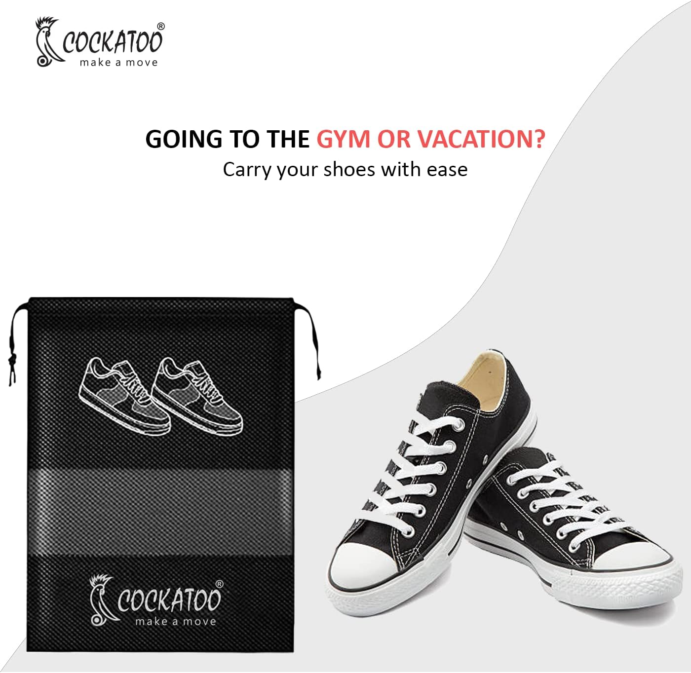 赤字覚悟Cockatoo シューズバッグ 旅行&amp;収納用 レディース &amp; メンズ 旅行用靴収納バッグ 靴収納オーガナイザーバッ バックルシューズ