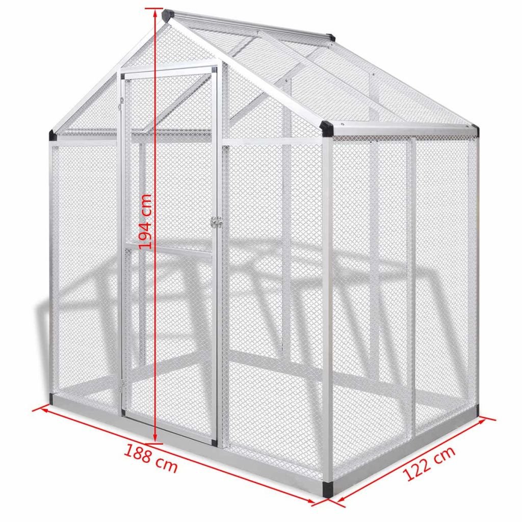Festnight Voliere Vogelvoliere Aluminium 188 x 122 x 194 cm