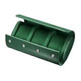 uxcell Leather Watch Travel Case Single Watch Roll Storage Box Organizer for Men Women Holding Storaging Displaying, 3 Slot, Green