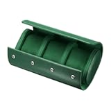 uxcell Leather Watch Travel Case Single Watch Roll Storage Box Organizer for Men Women Holding Storaging Displaying&comma; 3 Slot&comma; Green