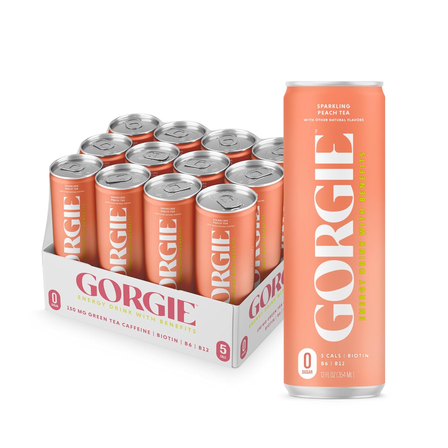 Sugar Free Natural Energy Drinks, Sparkling Peach