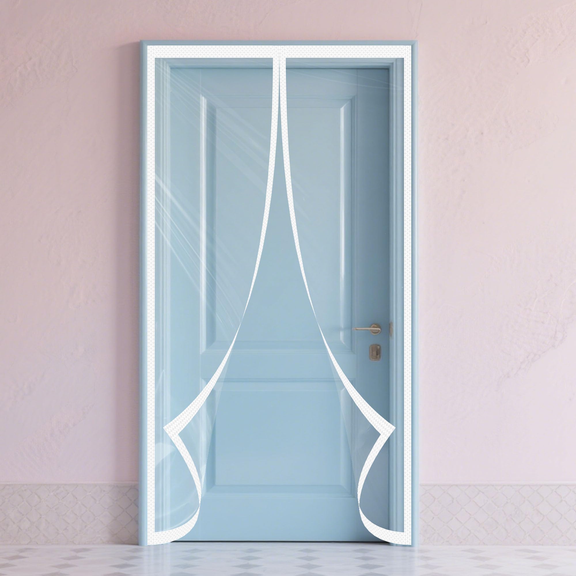 Rideau de porte isolant thermique magnétique blanc 76 x 298 cm imperméable pour balcon