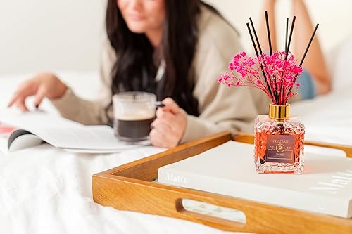 Miniatura 6 de Juego de 2 difusores de varillas Aceite de fragancia de rosa y sándalo, 2 x 6.7 onzas, paquete de aromas de larga duración para el hogar y la