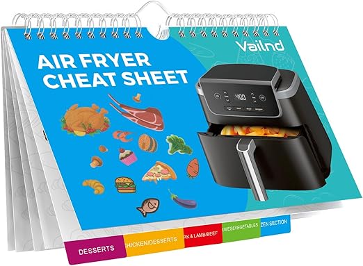 Air Fryer Cheat Sheet Magnets Cooking Guide Booklet - Air Fryer Cooking Guide - Air Fryer Accessories Cookbook Kitchen Gadgets - 2025 Air Fryer Quick Reference Cooking Times Chart for Frying