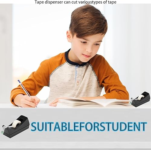 Miniatura 3 de Dispensador de cinta de escritorio, base antideslizante, 12 rollos de cinta invisible con dispensador de 34 pulgadas x 1000 pulgadas, repuestos de