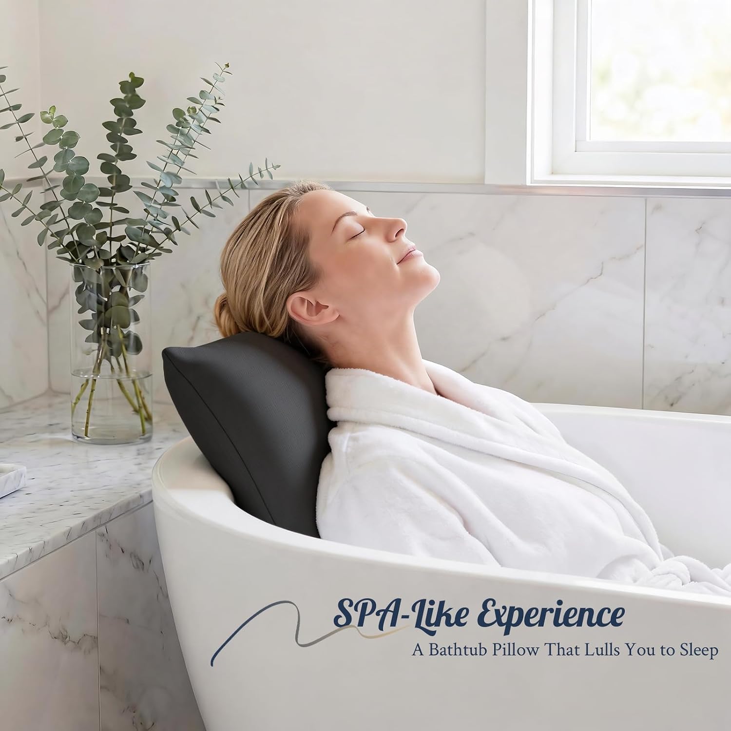 Luxury Bath Pillow for Bathtub, Soft & Comfortable Head Neck & Back Support, Adjustable Thickness, Quick Drying Bathtub Pillow for Pain Relief, Ideal Gift for Christmas Birthday Mother’s Day