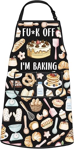 WCGXKO Fu*k off I'm Baking - Delantal de cocina para pasteles, regalo de panadería, regalo grosero blasfemia, sarcasmo, pastelería, chef