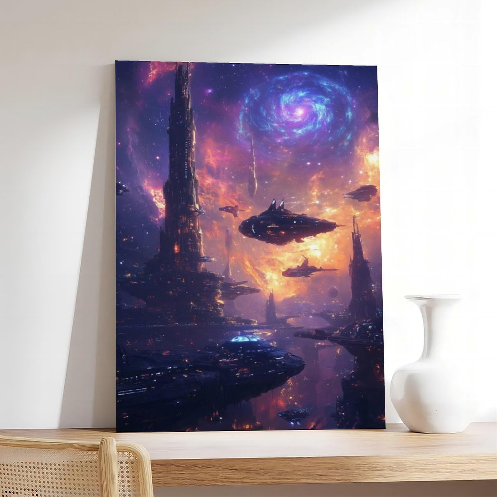 Poster su tela con scena interstellare di fantascienza surreale, poster artistico da parete, stampa per soggiorno, camera da letto, 60 x 90 cm