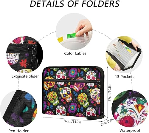 Vista 24 de Kcldeci Carpeta de archivos expansible de 13 bolsillos de mármol morado, carpeta de archivos de acordeón, organizador de documentos, carpeta