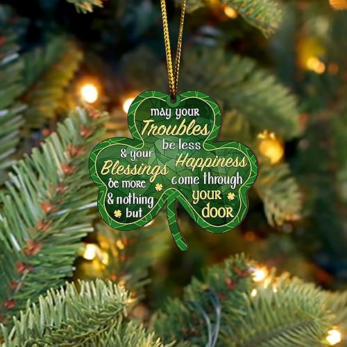 Miniatura 3 de Artsy Woodsy Decoración navideña del día de San Patricio, Irlanda irlandesa, trébol verde 2D plano (no 3D), adornos de madera para decoración de