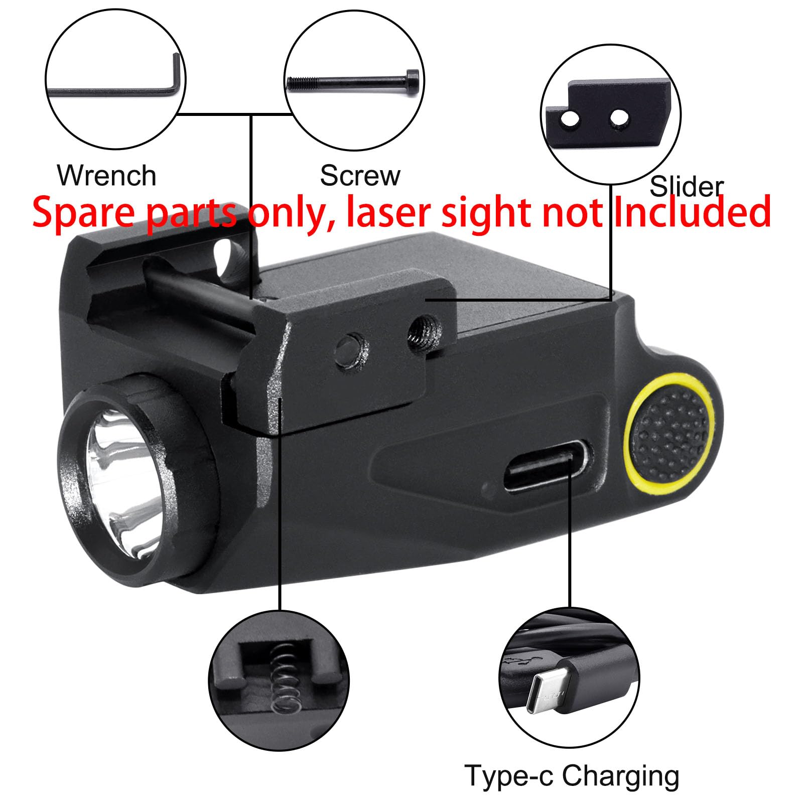 XYH-Win 1 USB Charging Cable + 1 Allen Wrenches + 1 Slider + 1 Small Screw with The Spring for L10 Mini Pistol Green or White LED Flashlight