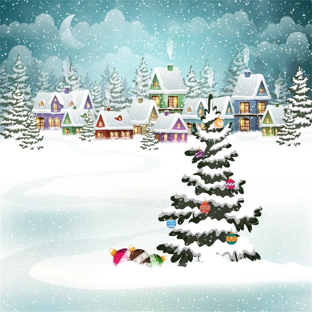 Aofoto 10x10フィート スノーフレーク 写真背景 雪で覆われたクリスマスツリーの背景 ホワイト クリスマス 冬 煙突 家 新年 子供 赤ちゃん ポートレート カートゥーン 写真撮影スタジオ小道具 ビデオドレープ 壁紙 B0771p2yf5 367 4pp バックペーパー 背景布
