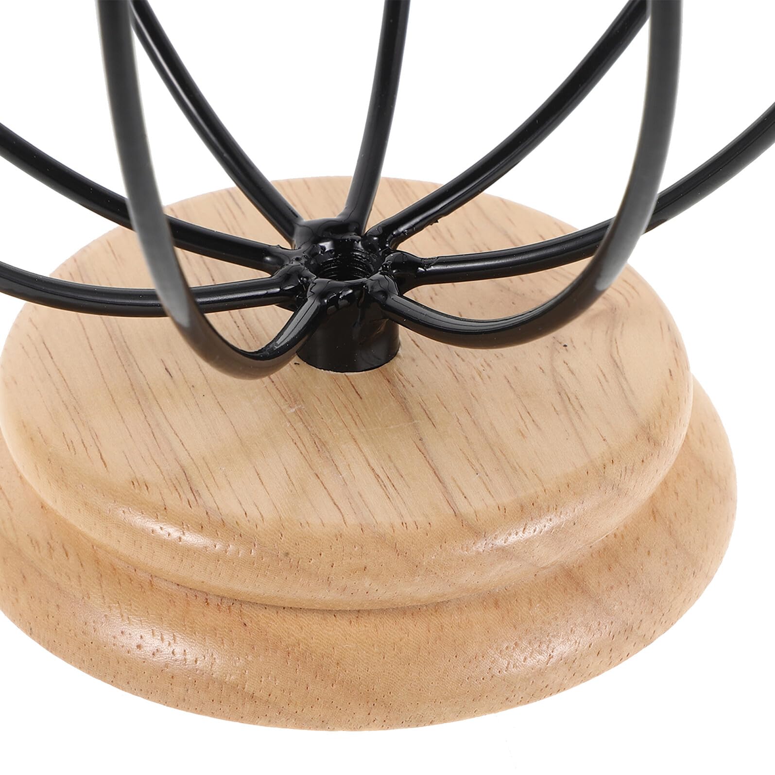 Porte-chapeaux en Métal avec Base en Bois, Support Stable Noir