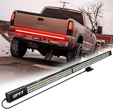 OPT7 Redline Parlux 60" 2-Section Aluminum Tailgate Light Bar - Sequential Red Turn Signal, Weatherproof Rigid Triple Row LED Truck Dynamic Taillight Strip - Brake, Running & Reverse Lights
