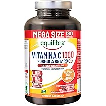 Equilibra Vitamina C Altodosata 1000 mg, Rilascio Prolungato Fino a 6 Ore, Vegan, 180 compresse, Scorta 6 Mesi, per la Normale Funzione del Sistema Immunitario, Senza Glutine, Privo di Lattosio